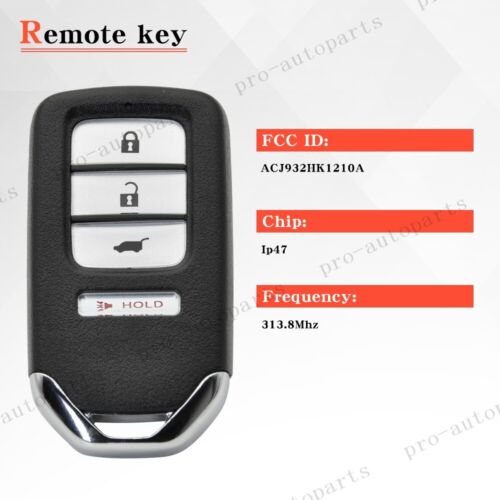 for Honda CRV 2014 2015 2016 Smart Keyless Entry Remote Key Fob ACJ932HK1210A - Foto 3 di 12