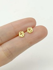 Tiny Gold Rose Flower Stud Earrings S925 Sterling Silver Blossom Gifts for Her