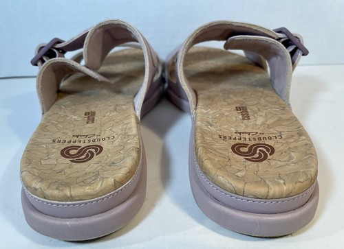 CLARKS Cloud Steppers Slides Sandals Shoes Womens Lavender Sz 9 Adjustable - Picture 3 of 8