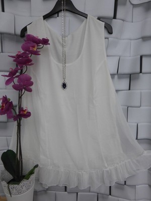 Doppellagig NEU Sheego Shirt Chiffon Bluse Gr 852 40-56 Kurzarm weiß