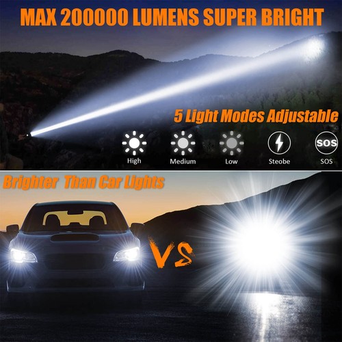 Rechargeable Flashlights Max 200000 High Lumenssuper Bright 30w Led Flashlighthi - Picture 2 of 7
