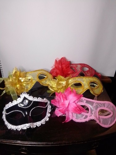 5 Mardi Gras Masks Eyes Wide Shut Masquerade Ball Halloween Party Costume  - Picture 1 of 10