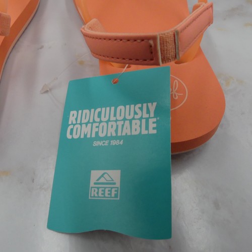 Reef Sandals Girls 9 Orange Flip Flops Slingback Little Charming Shell Kids - Picture 8 of 15