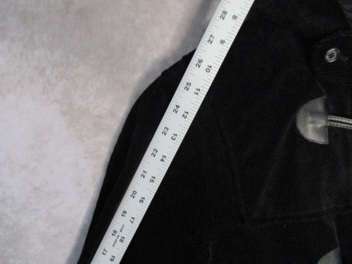 Ralph Lauren Long Coat Womens L Black Corduroy Duffle Toggles Hooded Pockets - Picture 4 of 9
