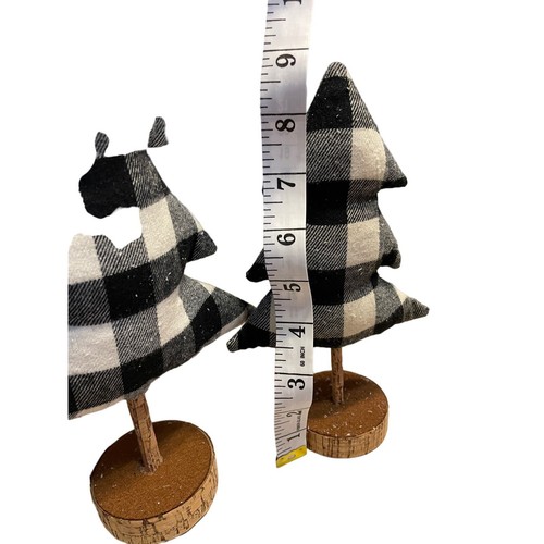 Primitives Weihnachts Bauernhaus Trio aus Stoff Weihnachtsbäumen - Bild 5 von 6