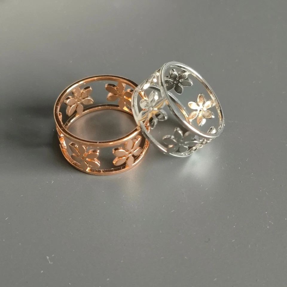 Rotgoldfarbe Silberfarbe Ringe Blumen Damen Modeschumck
