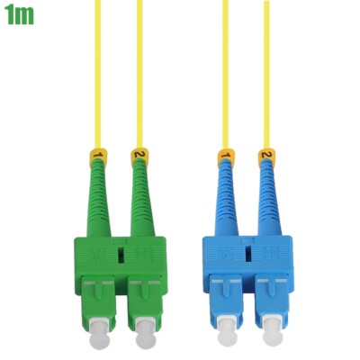 1M SC UPC to SC APC Duplex 9/125 Singlemode Fiber Optic Patch Cable OFNR Yellow