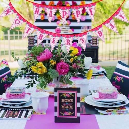 Happy Mother's Day Banner Garland Hanging Bunting Pink Mum Mummy Mom Decor Party - Picture 4 of 9