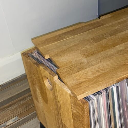 Futon Company Wheeled Oak Storage Unit / Vinyl Record Storage - Picture 7 of 9