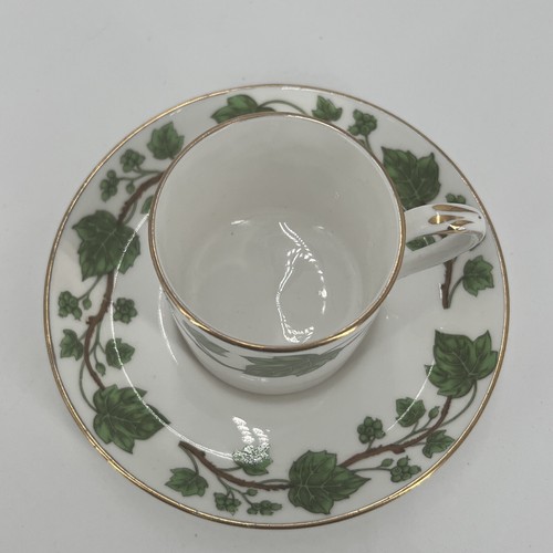 PV03611 Vintage Crown Staffordshire GREEN VINE Flat Demi Cup Saucer - 6pcs - Picture 13 of 16