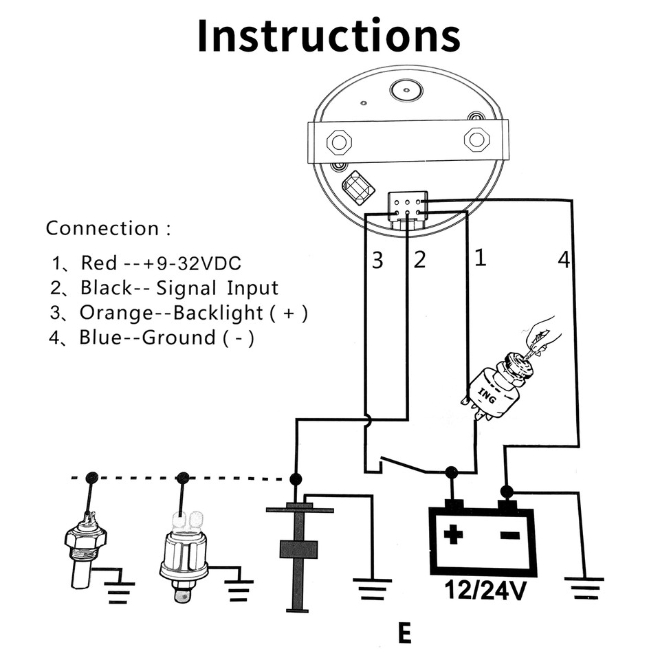 52mm Digital Marine Boat Fuel Gauge Fuel Level Gauge 8 Colors Backlit