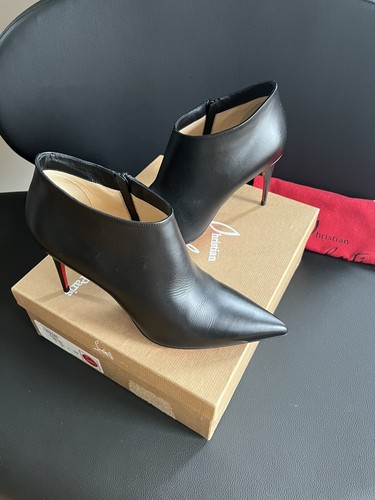 NEW! Christian Louboutin Black Gorgona Ankle Boots Leather Heel 100 Sz 39 $995 - Picture 13 of 13