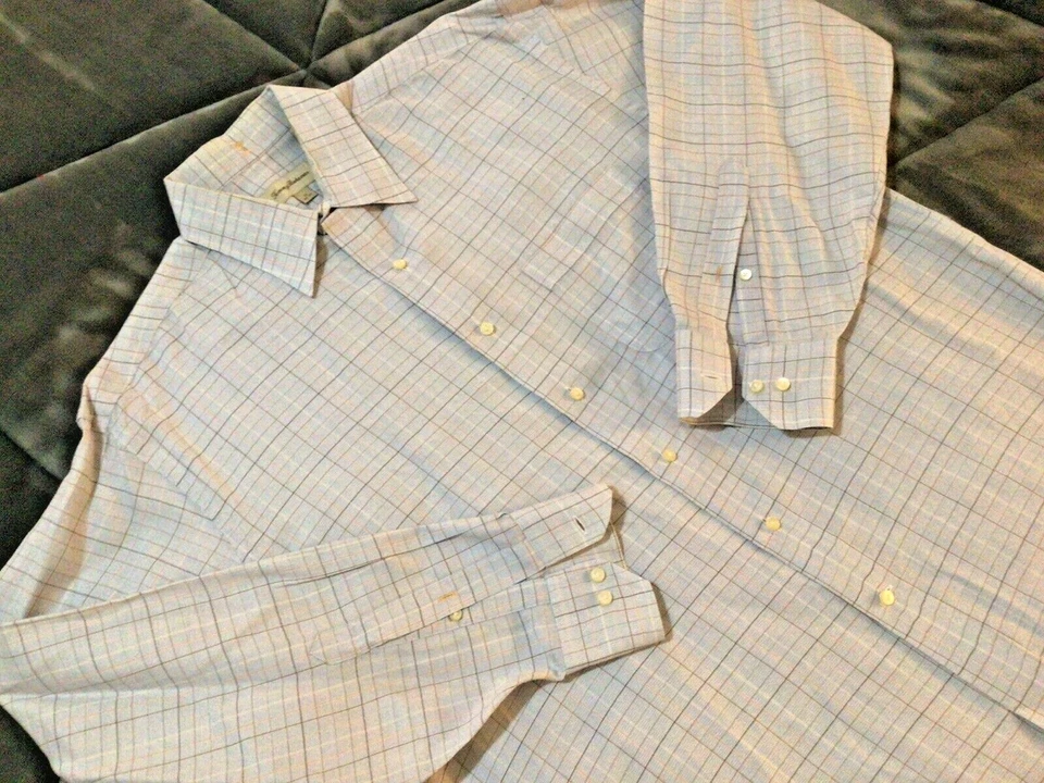 Camisa de vestir Tommy Bahama azul para hombre talla 16 (34-35) cuadros 100 % algodón  Foto 3 de 4