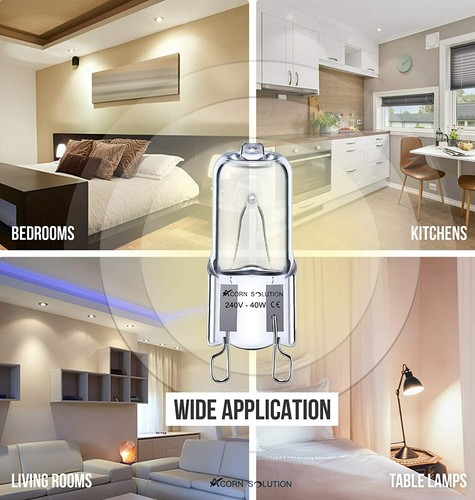 Bombillas halógenas ACORN G9 cápsula transparente 240V 40W paquete de 5 o 10 bombillas NUEVAS - Imagen 4 de 9