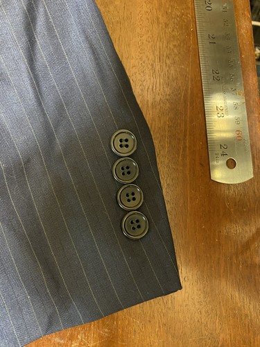2024 JOS A BANK *SIGNATURE GOLD* Navy Blue Track Stripe Full Suit 46R Wool - Picture 4 of 9