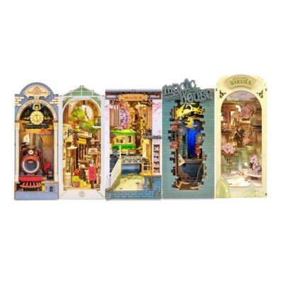 Robotime DIY Book Nook Miniatur Puppenhaus Kit Bücherecke Modellbausatz Mit LED