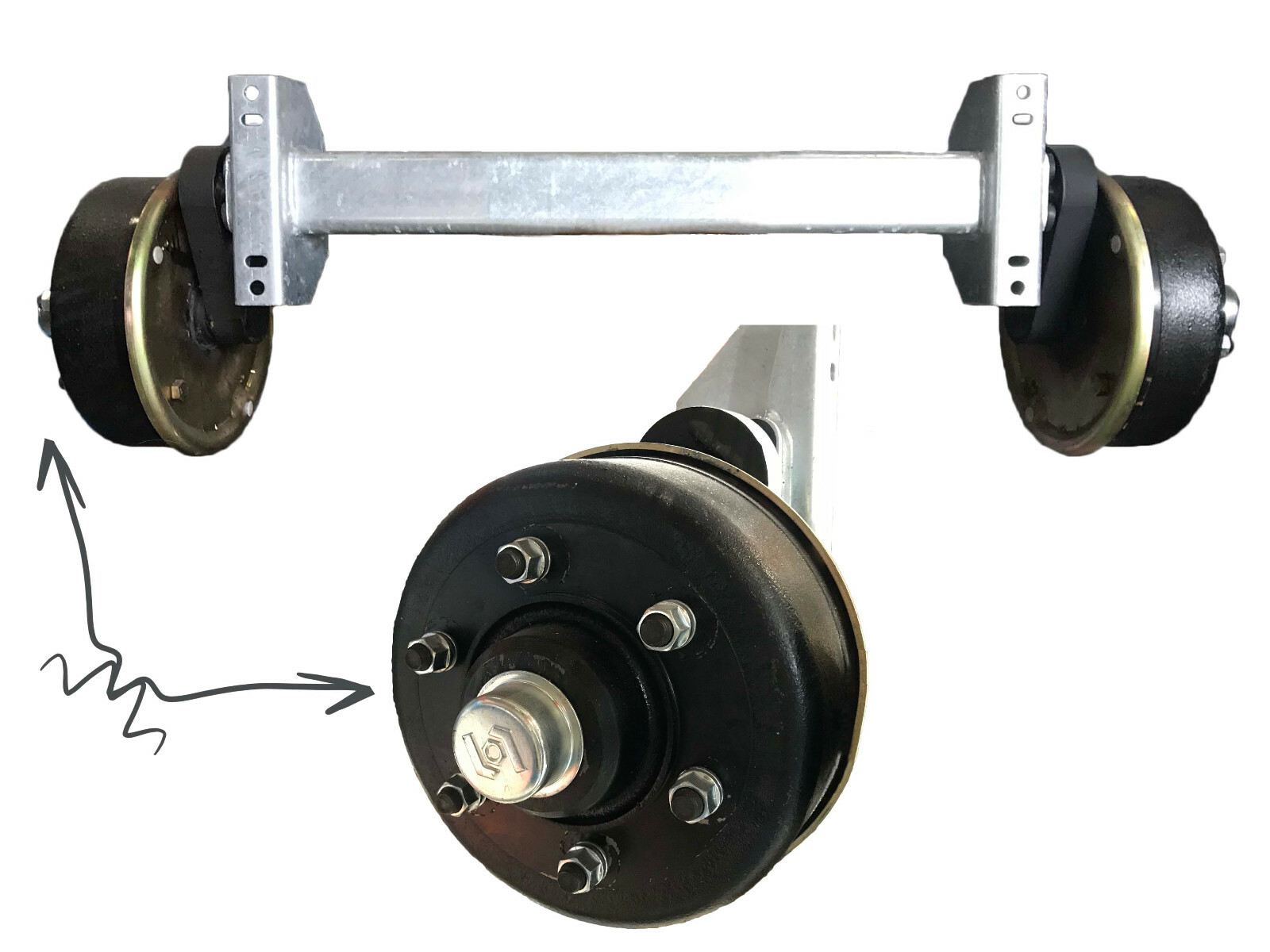 2500 kg gebremste Anhänger Achse AM 1200 Schlegl Radbremse 300x60, AS2056