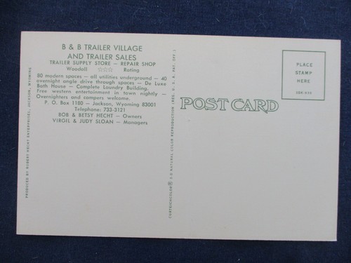 1960s Jackson Wyoming B&B Trailer Park Campers Postcard - Picture 2 of 2