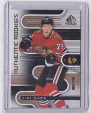 22-23 UD SP GAME-USED AUTHENTIC ROOKIES GOLD SP /119 ALEX VLASIC #175 BLACKHAWKS