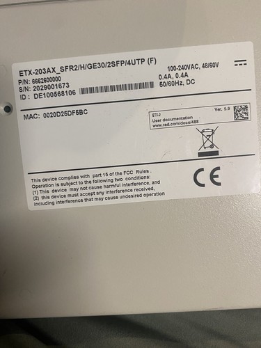 EtherAccess RAD ETX-203AX_SFR2/H/GE30/2SFP/4UTP - Photo 3/3