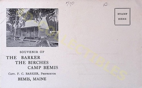 Souvenir Postcard Barker The Birches Camp Bemis Maine Vintage Booklet Photos