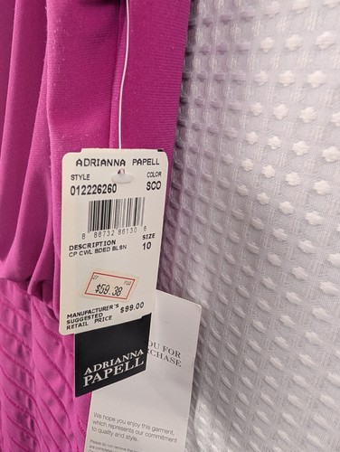 Adrianna Papell Pink Sleeveless Dress Blouson Top Tiered Bottom Size 10 NWT - Picture 9 of 9