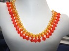 ESTATE MCM LUCITE FESTOON BEAD NECKLACE CITRUS ORANGE LEMON YELLOW COLORS