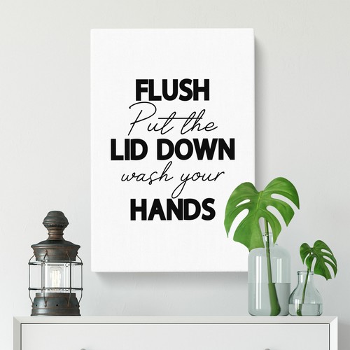 A filo metti giù il coperchio lavati le mani V2 tipografia tela wall art stampa decorazione - Foto 4 di 6