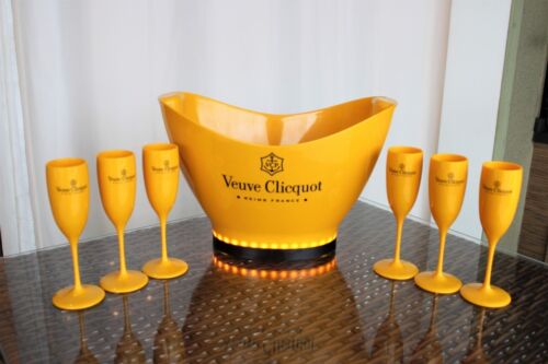 NUOVO SECCHIELLO GHIACCIO ESTIVO LED VEUVE CLICQUOT +6 FLAUTI SPEDIZIONE GRATUITA USA,EUROPA... - Foto 5 di 9