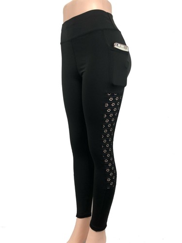 Womens YOGA Gym Pants Black Color Long Pants/Capri Pants w Side Pockets - Picture 19 of 22