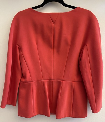 Chaqueta Blazer Giorgio Armani Peplum Doble Cremallera Fresa Coral Talla 44 - Imagen 2 de 9