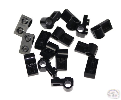 LEGO Technic - 15-Pcs, 1x2 Plate w/ Pin Hole - Black - New - (EV3, 18677) - Picture 1 of 4