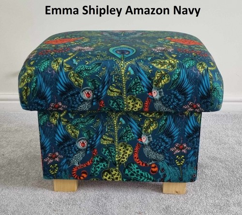 Storage Footstool Orla Kiely Linear Stem Dandelion Fabric Pouffe Mustard Ochre - Picture 14 of 24