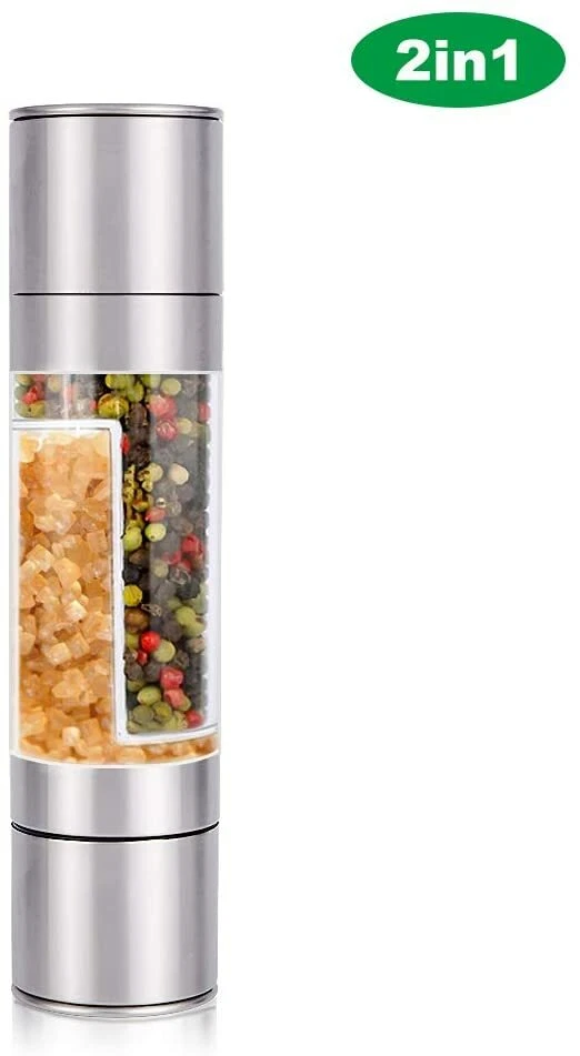 LUXE 2-in-1 Pepper Grinder Stainless Pepper Grinder Manual Steel Set Spice Grind