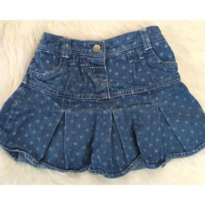 George Skirt Shorts Underneath Size 3T Girls Denim Flared Flounce Pleated  Polka