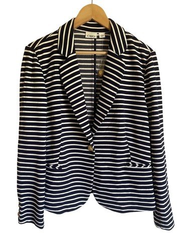 NWOT Cato Size Large Striped Nautical Preppy Blazer Gold Buttons Stretch