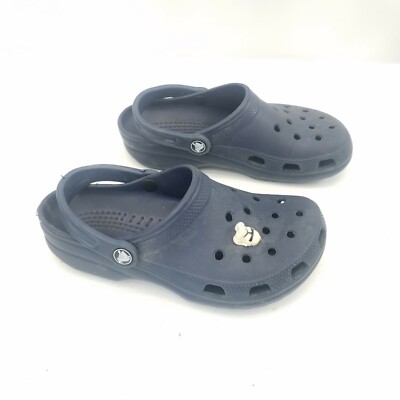 Crocs Classic Clog Blue Rubber Water Shoes Slip On With Charms Womens Size 7