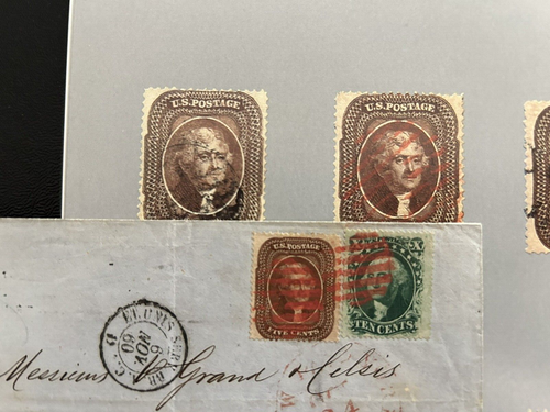 30A Jefferson & 35 Washington Used on 1860 Cover to Bordeaux France LV9108 - Picture 6 of 7