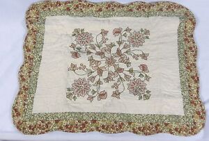 Home-Expressions-Beige-Floral-Pillow-Sham-Pink-amp-Green-Flowers