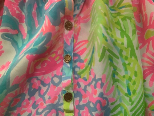 Lilly Pulitzer Elsa Silk Coral Blouse Top Wm Sz M - Picture 4 of 7