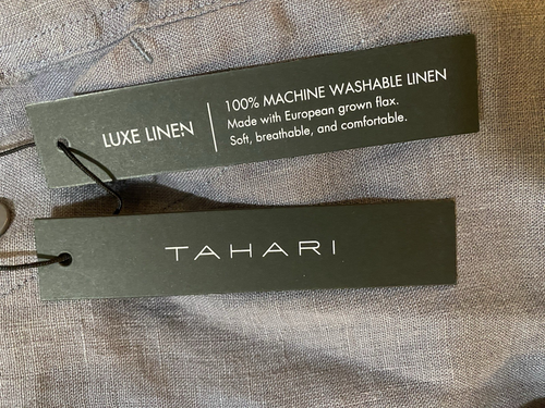 NUEVO CON ETIQUETAS TAHARI Mujeres Cinturón 100% Lino Tiro Alto Puño Dobladillo Pantalones al Tobillo Talla M Gris - Imagen 11 de 11