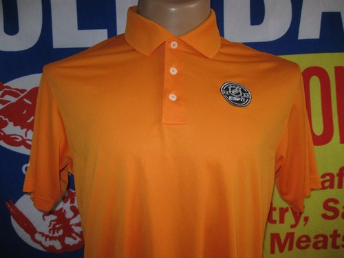 ESPN HOCKEY Night Adidas Polo Shirt Men's Medium NHL Orange Golf Guys GAME NIGHT