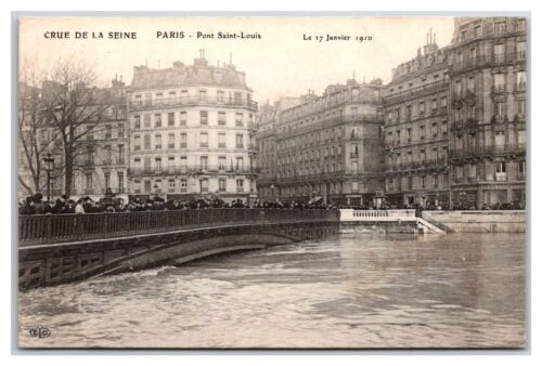 Frankreich French PARIS ~ Hochwasser an der Pont Saint Louis Brücke ~ Katastrophe VINTAGE - Bild 1 von 2