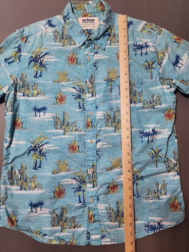 🙂 Urban Pipeline Shirt Herren L blau Kaktus Wüste kurzärmelig geknöpft hawaiianisch - Bild 7 von 8