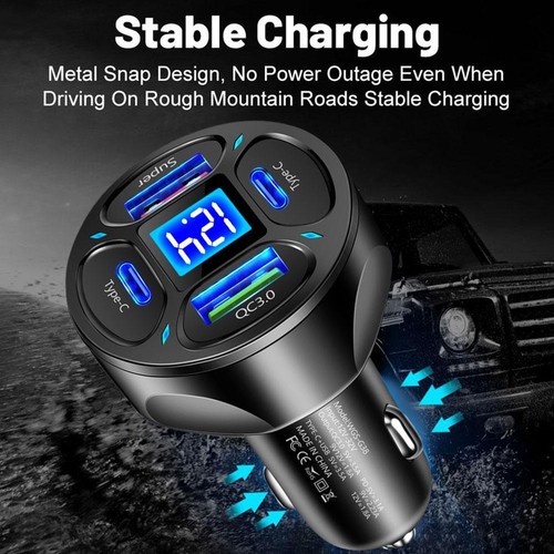 Fast Car Charger 2 USB Port+2 Type C Universal Socket Adapter For Samsung - Zdjęcie 11 z 16