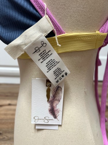 Jessica Simpson Bikini Top Navy Full-Support Triangle  Size L MSRP $54 - Picture 7 of 9