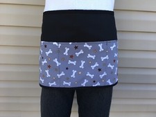 Cute Dogs Kittens 3 pocket waitress waist Half apron Server restaurants Black