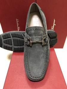 NIB-Salvatore-Ferragamo-Parigi-Asfalto-Gray-Suede-Studded-Loafers-7-5EE