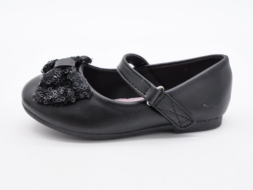 Jelly Beans Wtana Girls Size 7 Mary Jane Flats Black Sequins Bow Accent Shoes - Picture 2 of 10
