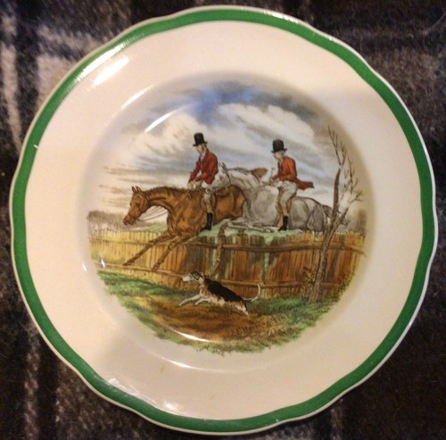 Fox Hunt Hunting Spode Salad Plate First Over Vintage - Picture 1 of 4